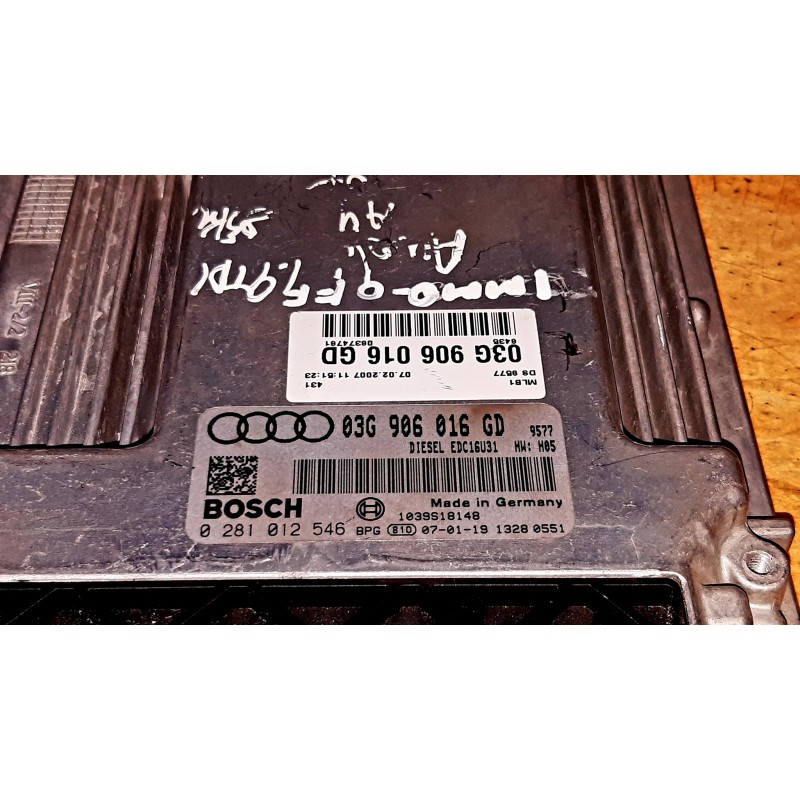 ЭБУ AUDI 0281012546 – 03G906016GD – BRB – EDC16U31 ЭБУ AUDI 0281012546 – 03G906016GD – BRB – EDC16U31